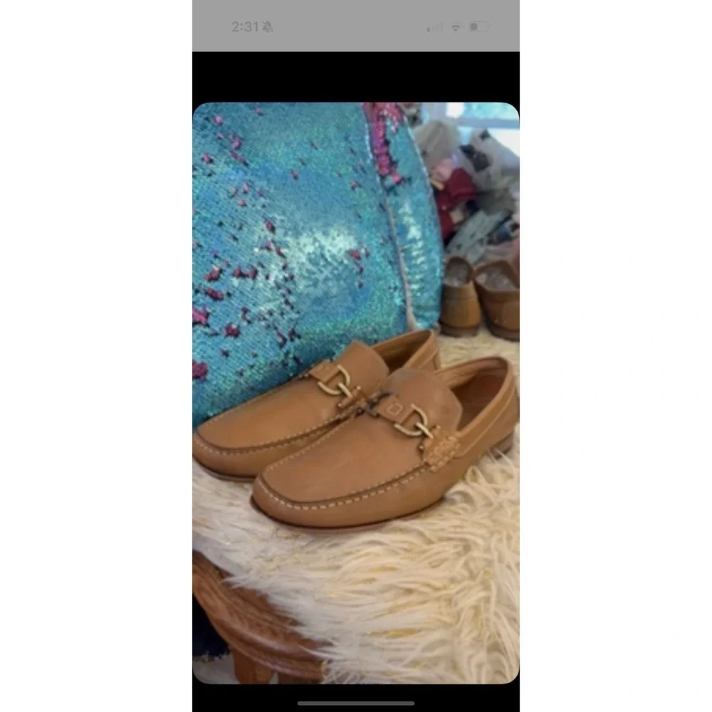 Donald J Pliner Men's Dacio Dipped Calf Loafer Saddle Tan Brown Size 8